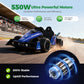 Alpha Joy Kids Drift Go-kart 12V 550W Power Ride on Crazy Cart w/Remote Control, LED Lights, Bluetooth Music, 3 Speeds, Electric Car for Kids Aged 3-8, Blue
