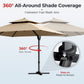 Alpha Joy 12x9ft Outdoor Patio Umbrella Large Rectangle Offset Cantilever Double Umbrella with 360¡ãRotation, Beige