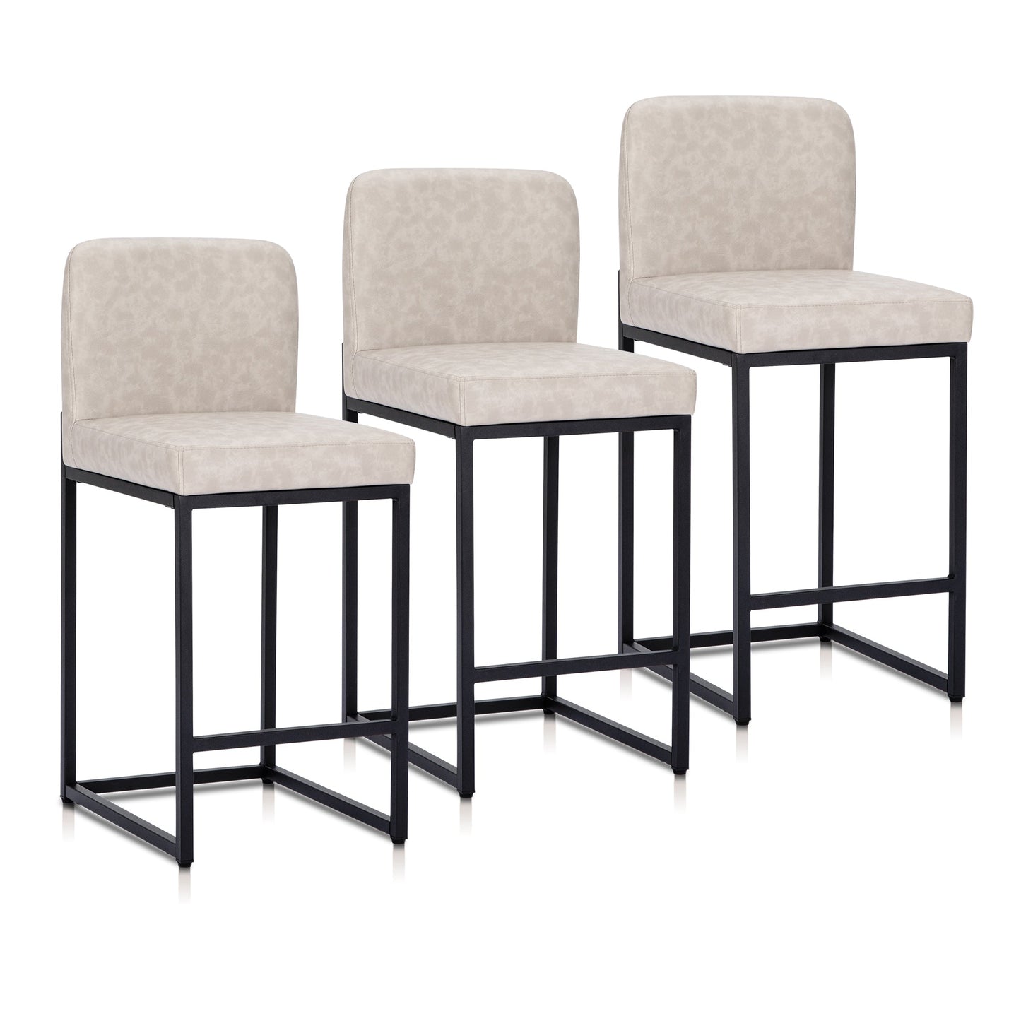 Sophia & William Counter Height Bar Stools with Backrest Set of 3 Comfortable Modern Counter Stools for Kitchen & Home, White