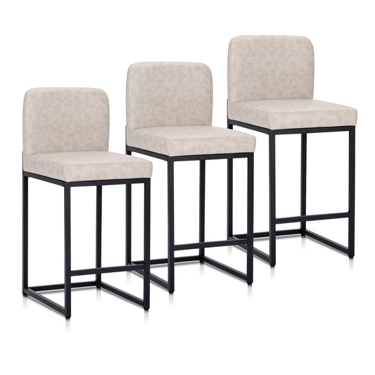 Sophia & William Counter Height Bar Stools with Backrest Set of 3 Comfortable Modern Counter Stools for Kitchen & Home, White