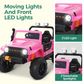 Alpha Joy 2-Seater Kids Ride on Truck 24V Electric Jeep Car with Remote Control Battery Powered Toy Car w/2 Speeds, LED Lights, Detachable Spotlights, Bluetooth Music, Pink