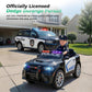 Alpha Joy 12V Kids Ride On 2-Seat Police Car with Megaphone, Remote Control, 3 Speeds, Electric Toy Car for Ages 3+, Black