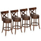 Sophia & William 30" Swivel Bar Stools, Set of 4 with Cross Back Durable Wood Frame Padded Counter Stools for Kitchen Island,Brown