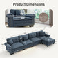 Sophia&William Modular Sectional Sofa Set, L-shaped Linen Cloud Couch 5-Seat Nailhead Trim Cloud Sofa Set with 4 Pillows for Living Room, Cyan