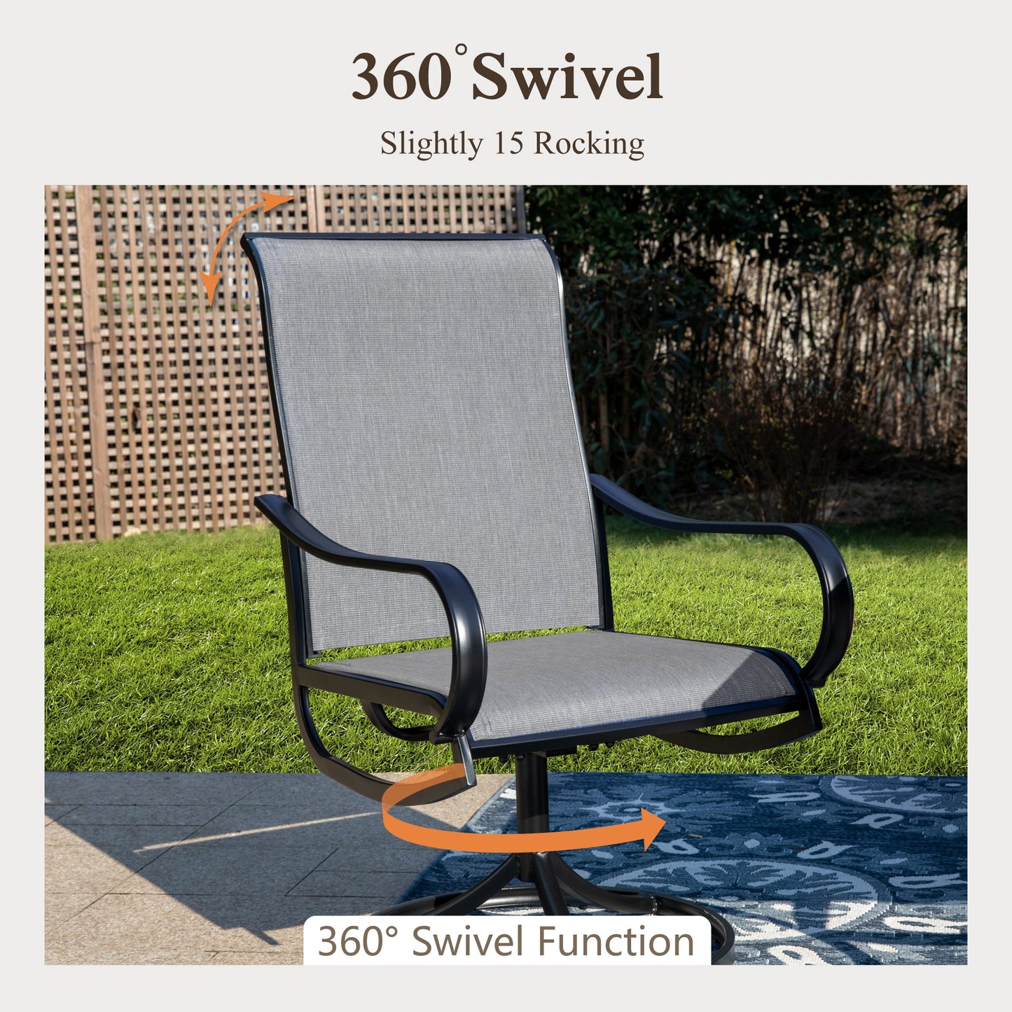 Sophia & William 8-Piece Outdoor Patio Dining Set with 13ft Gray Umbrella, Rectangle Table & Gray Textilene Chairs Furniture Set for 6