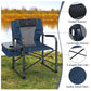 Alpha Joy Director Chair Supports 350Lbs Heavy Duty Folding Camping Chair Oversized Portable Tailgating Chair with Cup Holder & Cooler Bag