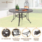 Sophia & William 7 Pieces Cast Aluminium Patio Dining Furniture Set for 6, Powder-coating Outdoor Swivel Rocking Dining Chairs and Round Table with 2.2" Umbrella Hole for Porch Backyard Deck, Bronze