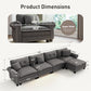 Sophia&William Modular Sectional Sofa Set, L-shaped Linen Cloud Couch 5-Seat Nailhead Trim Cloud Sofa Set with 4 Pillows for Living Room, Dark Gray