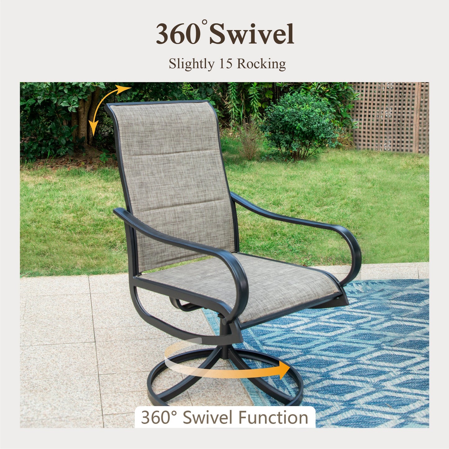 Sophia & William 8-Piece Outdoor Patio Dining Set with 13ft Gray Umbrella, Rectangle Table & Padded Textilene Chairs Furniture Set for 6