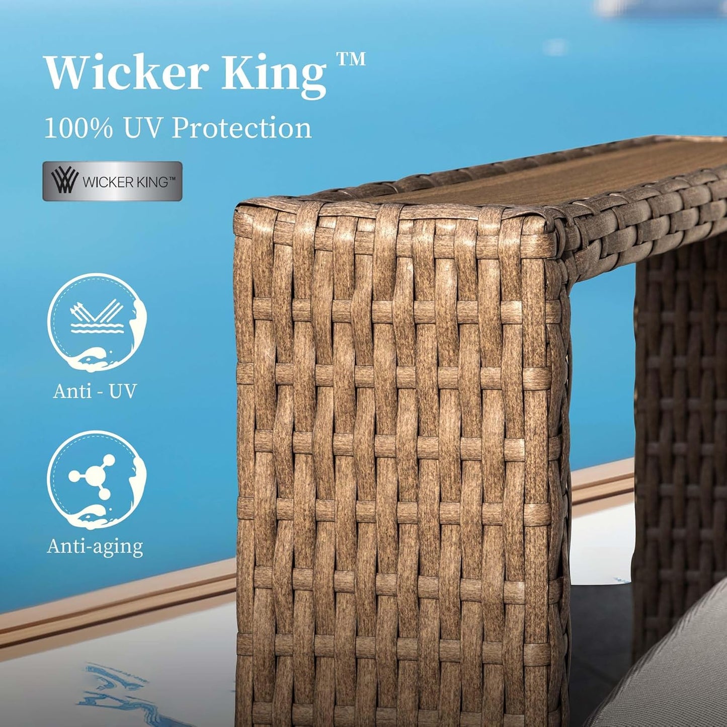 Sunshine Valley 4 Pieces Patio Furniture Set,Outdoor Rattan Wicker Sectional Sofa with 10''Ultra-Thick Cushions,All Weather Patio Conversation Set for Lawn Garden Backyard,Beige