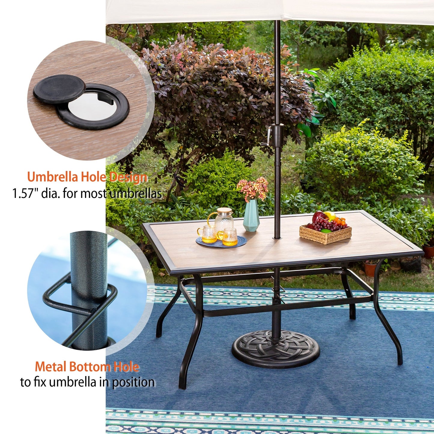 Sophia&William 7 Pieces Outdoor Patio Dining Set Swivel Chairs and Table Set for 6
