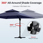 Alpha Joy 12x9ft Outdoor Patio Umbrella Large Rectangle Offset Cantilever Double Umbrella with 360¡ãRotation, Navy Blue