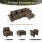 Sophia&William 123.6"L Convertible Sectional Sofa Couch, Modern Chenille Couch 3-Seat Modular Sectional Sofa  for Living Room,Brown