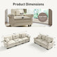 Sophia&William 3-Seat Sectional Sofa Set, Mid-Century Chenille Cloud Couch Modular Sofa with Nailhead Trim, 3 Pillows for Living Room Furniture Sets, White