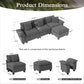 Sophia&William 123.6"L Convertible Sectional Sofa Couch, Modern Corduroy Couch 4-Seat Modular Sectional Sofa  for Living Room,Gray