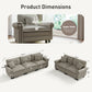 Sophia&William Sectional Sofa Set, Mid-Century Linen Cloud Couch 5-Seat Nailhead Trim Modular Sofa with 5 Pillows for Living Room, Light Gray