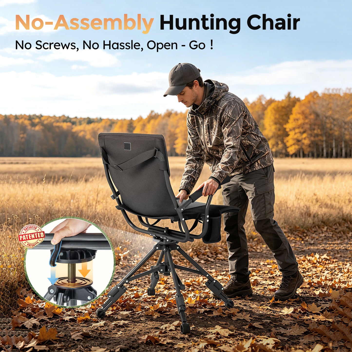 Sophia & William Outdoor Camping Chair - Lightweight Breathable Mesh Folding Chair with Adjustable Height, 330 lbs Capacity, Ideal for Hunting and Blind Use
