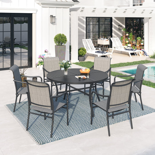 Sophia & William 7Pcs Patio Dining Set Outdoor Round Table & Textilene Chairs Furniture Set
