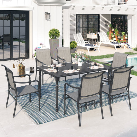 Sophia & William 7Pcs Patio Dining Set Outdoor Table & Textilene Chairs Furniture Set
