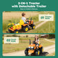 Alpha Joy 24V Powered Ride on Tractor with Detachable Trailer Electric Toy Car with Remote Control, Tippable Trailer, USB, Headlight, Bluetooth, 3 Speed Adjustable for Kids 3+, Orange