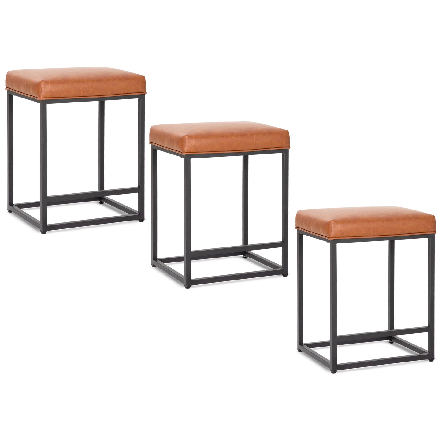Sophia & William 24" Bar Stool Counter Height Bar Stools with Footrest, 3 Pack, Brown