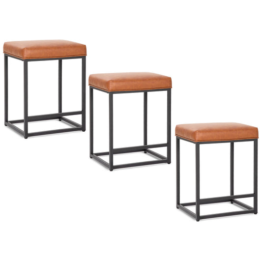 Sophia & William 24" Bar Stool Counter Height Bar Stools with Footrest, 3 Pack, Brown