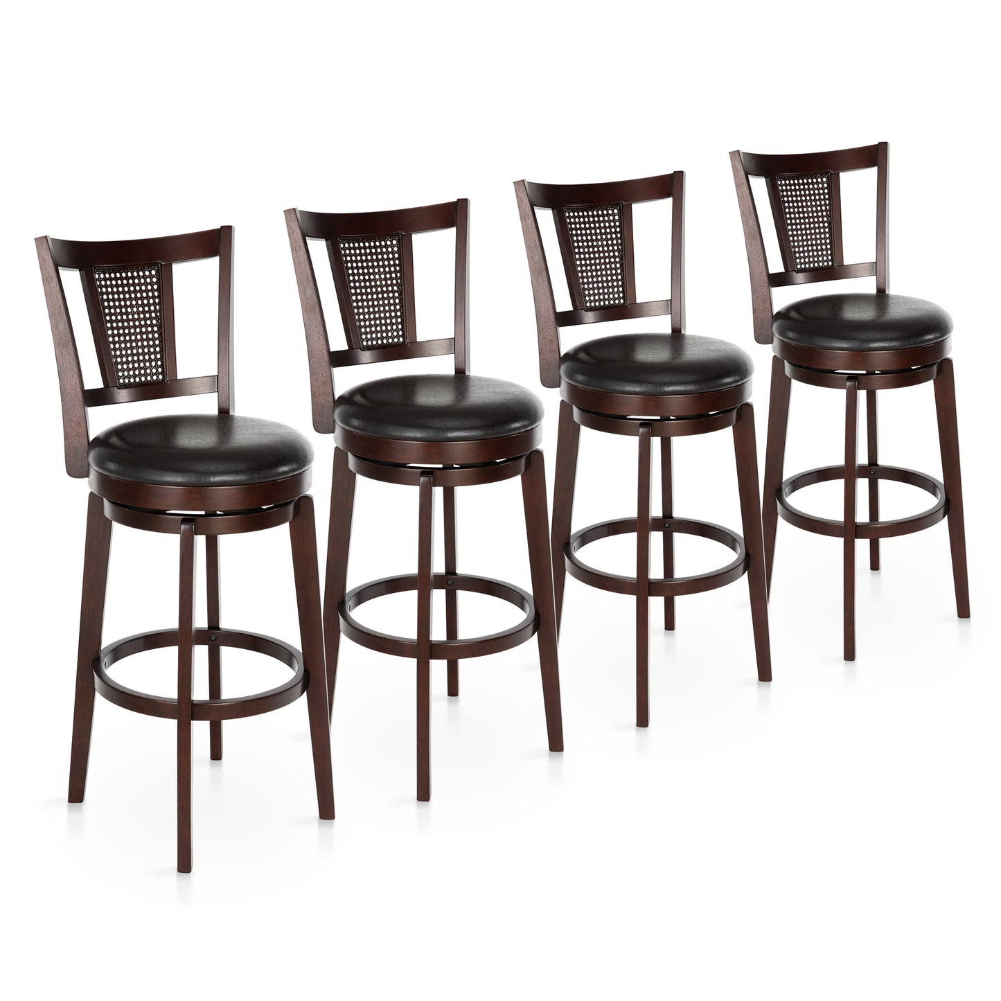 Sophia & William 30" Swivel Bar Stools, Set of 4 with Curved Backrest Durable Wood Frame Padded Counter Stools for Kitchen Island,Black