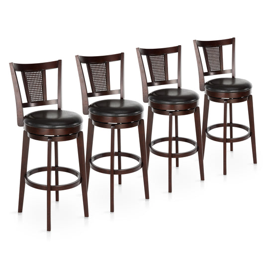 Sophia & William 30" Swivel Bar Stools, Set of 4 with Curved Backrest Durable Wood Frame Padded Counter Stools for Kitchen Island,Black