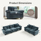 Sophia&William Modular Sectional Sofa Set, Mid-Century Chenille Cloud Couch 5-Seat Nailhead Trim with 5 Pillows for Living Room, Cyan
