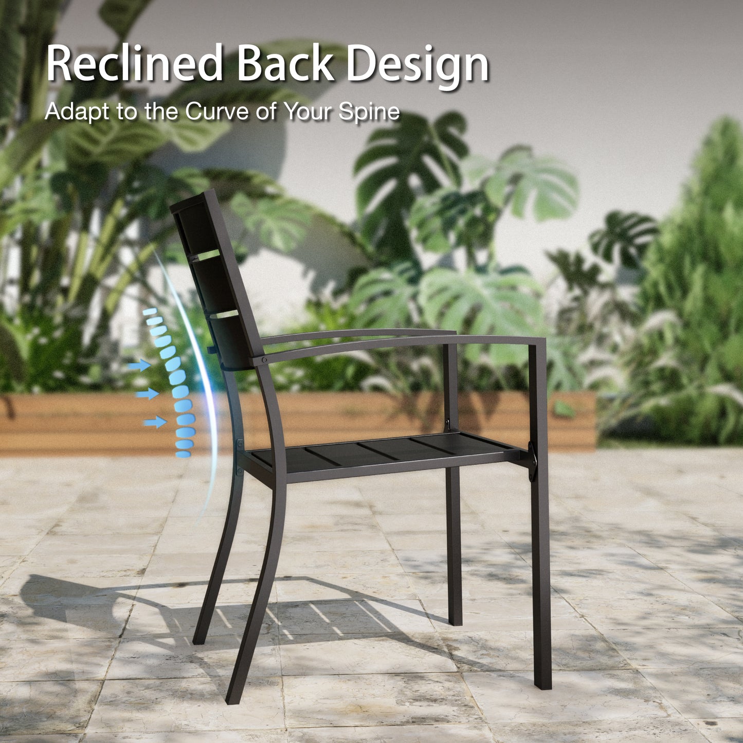 Sophia&William 7Pcs Patio Dining Set Outdoor Metal Stackable Chairs and Rectangular Table Furniture Sets for 6