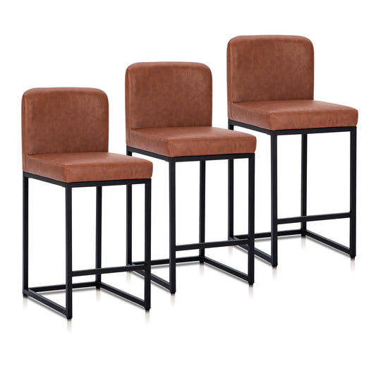 Sophia & William Counter Height Bar Stools with High Backrest Set of 3 Comfortable Modern Counter Stools for Kitchen & Home, Brown
