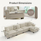 Sophia&William Modular Sectional Sofa Set, L-shaped Linen Cloud Couch 5-Seat Nailhead Trim Cloud Sofa Set with 4 Pillows for Living Room, White