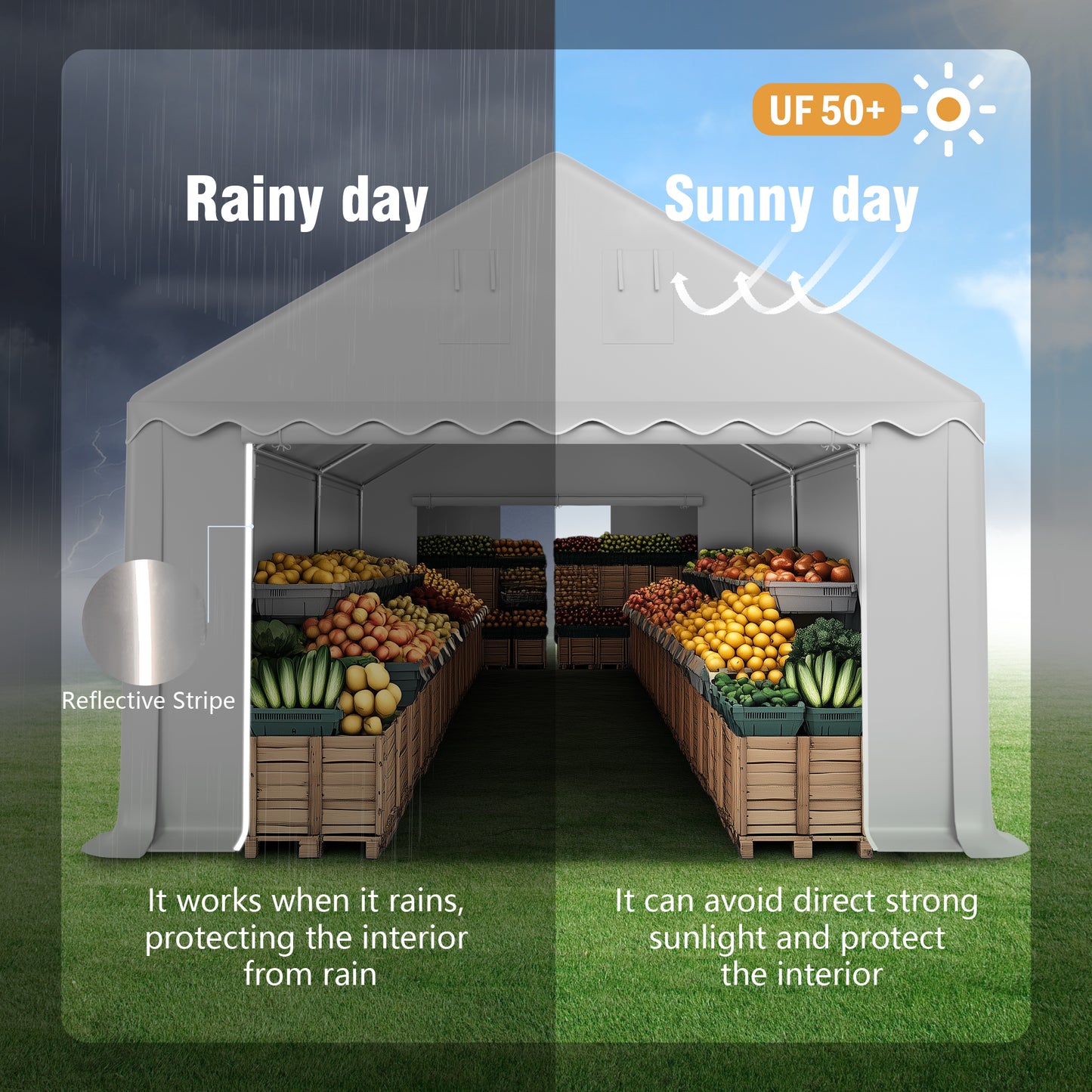 Alpha Joy Storage Shelter 13'x 26' Commercial Shelter Tent Outdoor Storage Tent Heavy Duty Carport with Removable Side Walls for Wedding, Courtyard and Parties