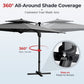 Alpha Joy 10x10ft Outdoor Patio Large Square Cantilever Double Umbrella with 360¡ãRotation, Charcoal Gray