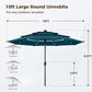 Alpha Joy 10ft 3 Tier Auto-tilt Outdoor Patio Umbrella Beach Garden Double Vented Table Umbrella with Solar Lights, Cerulean