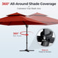 Alpha Joy 12x9ft Outdoor Patio Umbrella Large Rectangle Offset Cantilever Double Umbrella with 360¡ãRotation, Brick Red