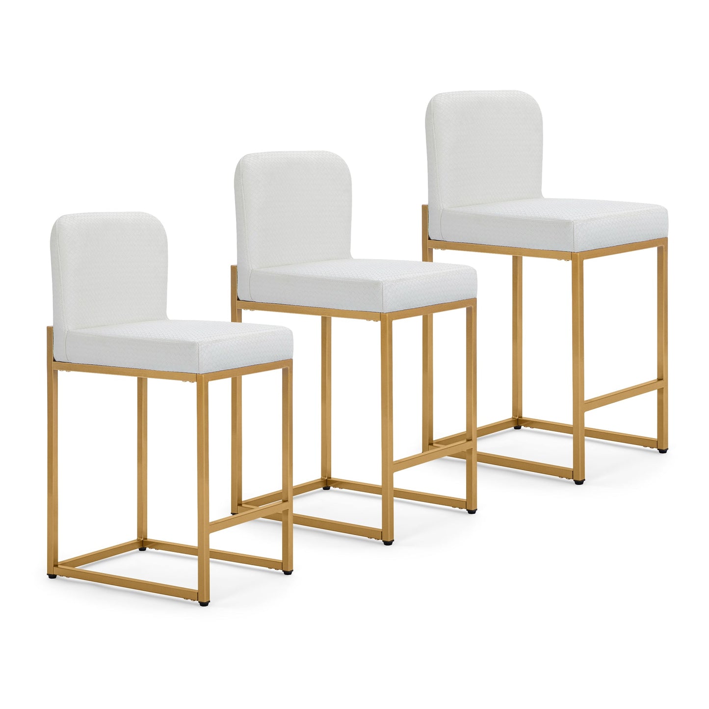 Sophia & William 24" Counter Height Bar Stools with High Backrest 3 Pack Comfortable Modern Counter Stools for Kitchen & Home, Plaid White