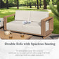 Sophia & William 4 Pieces Wicker Patio Furniture Set with Yellow-Brown Rattan & Thick Beige Cushions