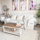 PHI VILLA Farmhouse Coffee Table for Living Room, White Coffee Tables with Storage Rustic Style Modern