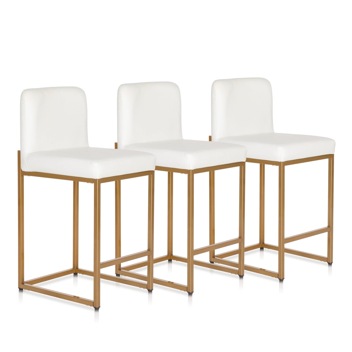 Sophia & William 24" Counter Height Bar Stools with High Backrest 3 Pack Comfortable Modern Counter Stools for Kitchen & Home, White