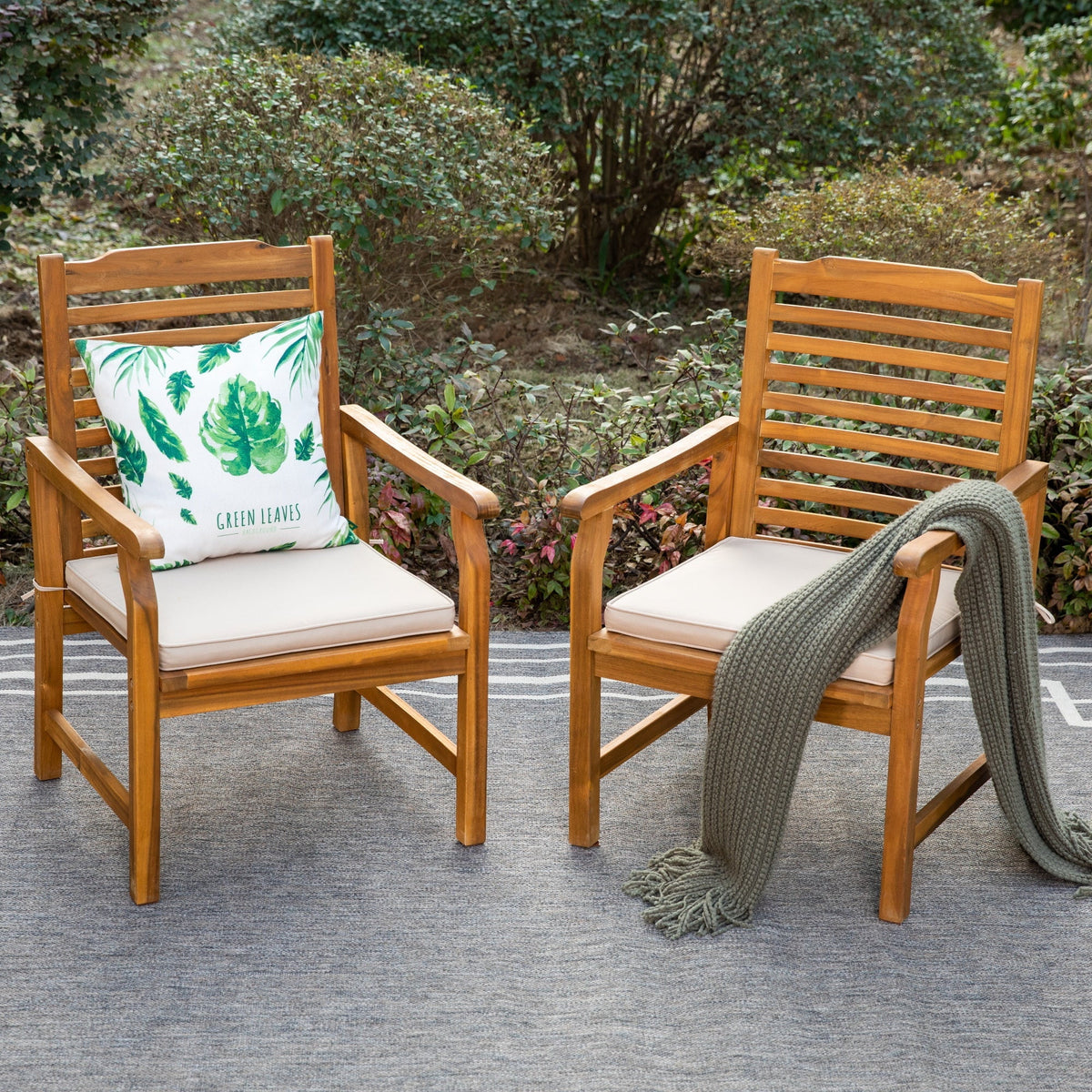 Sophia & William 7 Pieces Outdoor Patio Dining Set Wooden-like Metal Table and Acacia Wood Patio Chairs with Cushions for Lawn, Garden, Backyard