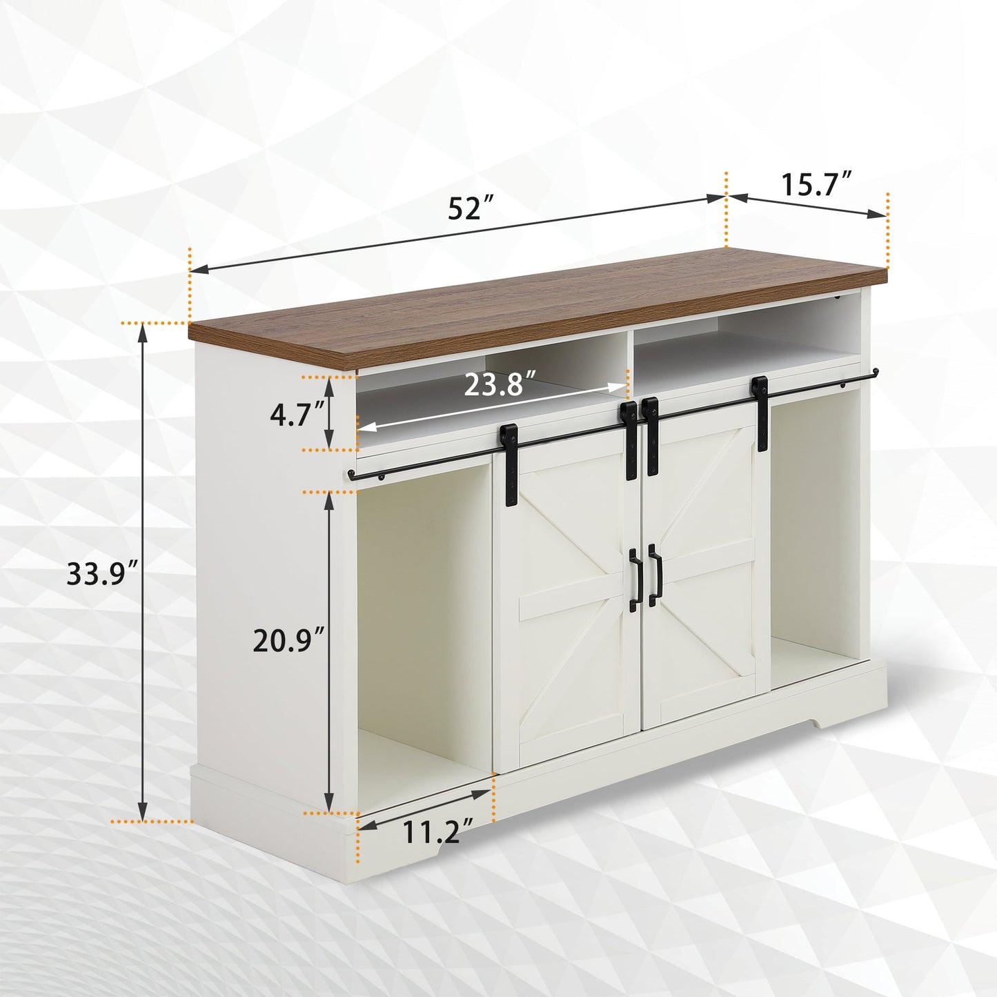 Sophia&William 52'' Sliding Barn Door Kitchen Sideboard Buffet Storage Cabinet-White