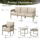 Sophia & William 5 Seat Patio Outdoor Furniture Set Wooden-like Streamlined Conversation Set with Chairs & Combined Coffee Table, Beige