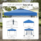10x10ft Easy Set Up 3 Height Adjustable Pop Up UV Protection Canopy Tent with Removable Side Wall, Blue