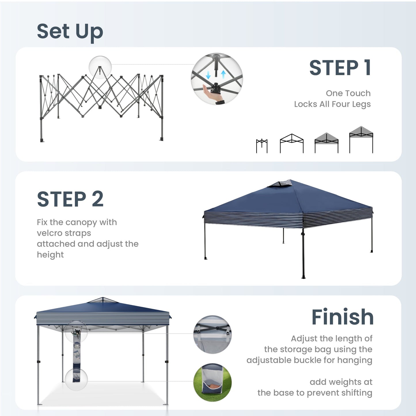Alpha Joy 10'x10' Straight Leg Pop Up Canopy Tent Outdoor Event Instant Tent with Roller Bag, One-button Push Design