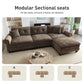 Sophia&William Modular Sectional Sofa Set, Modern Chenille Cloud Couch 4-Seat Retro Nailhead Trim with 3 Pillows for Living Room Furniture Sets, Brown