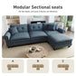 Sophia&William Modular Sectional Sofa Set, L-shaped Oversized Linen Cloud Couch Set 4-Seat Retro Nailhead Trim Cloud Sofa Set with 3 Pillows for Living Room, Cyan