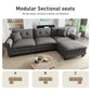 Sophia&William Modular Sectional Sofa Set, L-shaped Oversized Linen Cloud Couch Set 4-Seat Retro Nailhead Trim Cloud Sofa Set with 3 Pillows for Living Room, Dark Gray