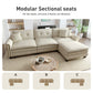 Sophia&William Modular Sectional Sofa Set, L-shaped Oversized Linen Cloud Couch Set 4-Seat Retro Nailhead Trim Cloud Sofa Set with 3 Pillows for Living Room, White