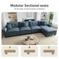 Sophia&William Modular Sectional Sofa Set, L-shaped Linen Cloud Couch 5-Seat Nailhead Trim Cloud Sofa Set with 4 Pillows for Living Room, Cyan